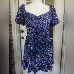 Zara Sequin Mini Dress in Blue and Purple